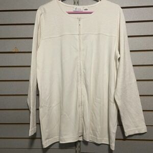 d&co Denim And Company Blue Ribbed Long Sleeve  Full‎ Zip Jacket L EUC Solid